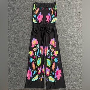 Eva Varro Black and Pink Floral One Piece Dress